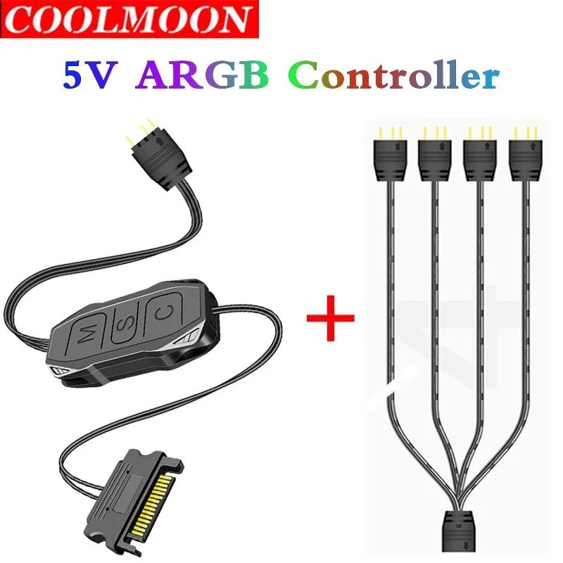 COOLMOON PC ǳ ð ǳ Ʈ Ʈ AR-1 ׷̵ RGB Ʈѷ ̺, SATA ARGB Ʈѷ  , 5V, 3 , 3 
